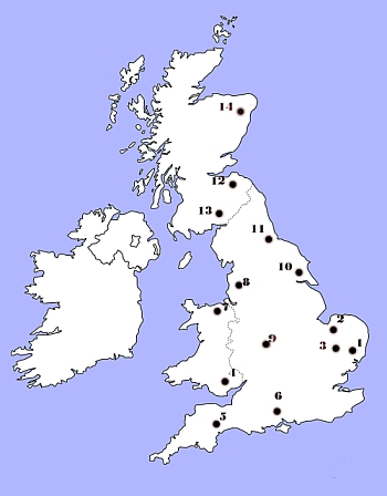 UK map showing the location of trap holders